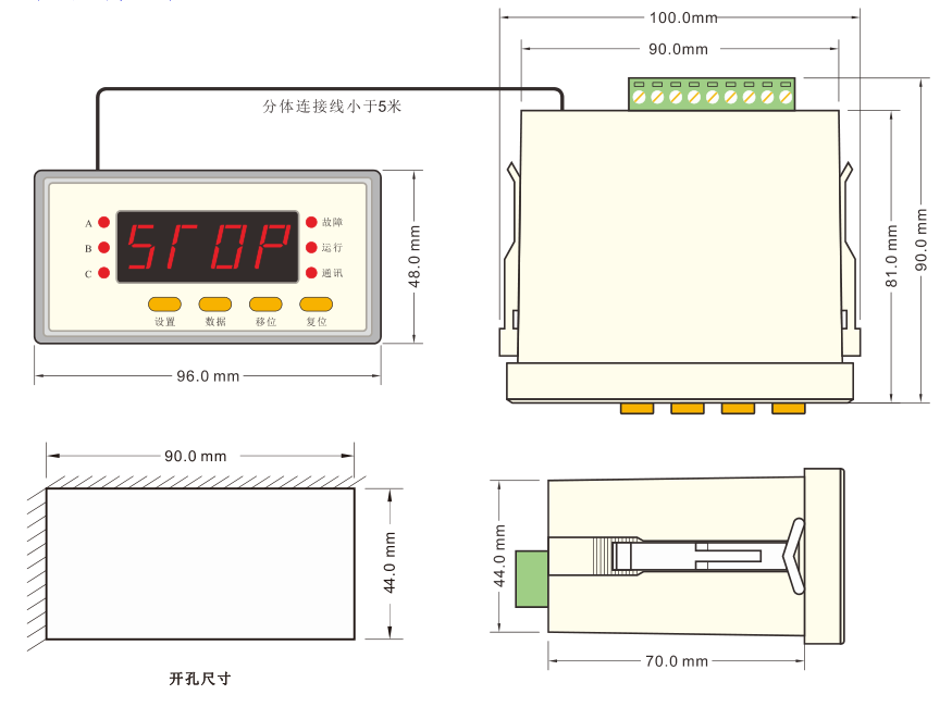 SJD300系列電動(dòng)機(jī)保護(hù)器外形尺寸