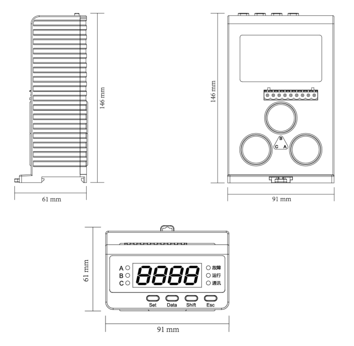 SJD300系列電動(dòng)機(jī)保護(hù)器外形尺寸